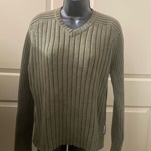 Abercrombie & Fitch Men's V-Neck Olive Sweater